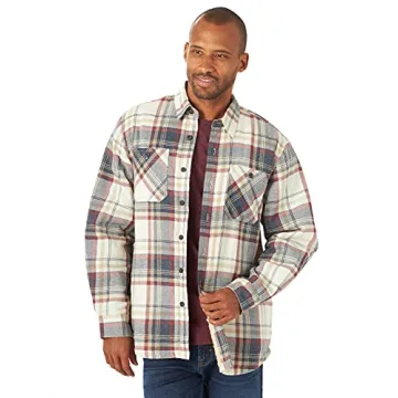 Wrangler Authentics Men's Long Sleeve Sherpa Lined Shirt Jacket - Light Beige Heather