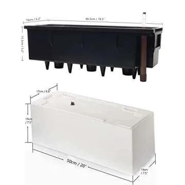 GardenBasix 7.5''x20'' White Self Watering Rectangle Planter Pots with 10 Quarts Coco Soil, Indoor Outdoor, Easy to Observe Water Level, Stylish and Simple