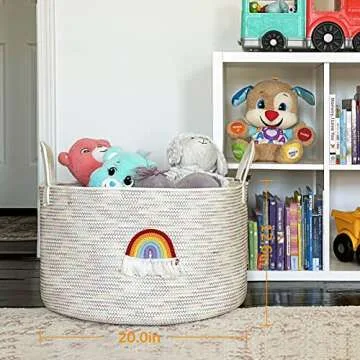 Goodpick Rainbow Storage Basket, Soft Cotton Toy Organizer