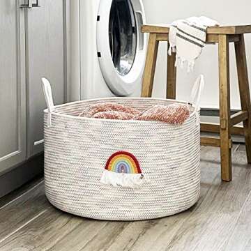 Goodpick Rainbow Storage Basket, Soft Cotton Toy Organizer