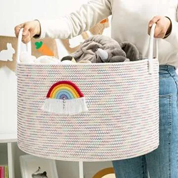 Goodpick Rainbow Storage Basket, Soft Cotton Toy Organizer