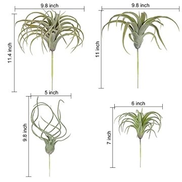 Lifelike 4 Pack Artificial Pineapple Grass Air Plants for Home Decor