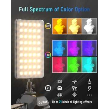 Rechargeable LED Camera Light with RGB Effects