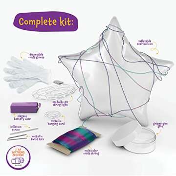 Dan&Darci 3D Light Up String Art Kit for Kids - Star Lantern Making Kits w/ 20 LEDs - Kid Easter Gif...