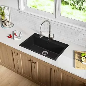 KRAUS Quarza 31-inch Black Onyx Granite Kitchen Sink