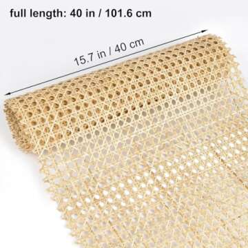 Wide Rattan Webbing, 3.3ft Long Woven Open Mesh Cane Rattan Webbing Roll Natural Rattan Webbing for ...