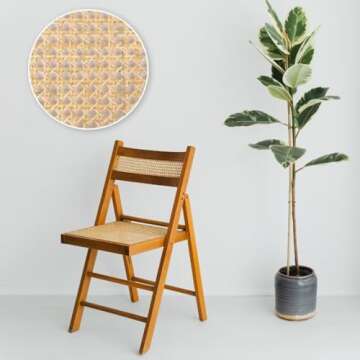 Wide Rattan Webbing, 3.3ft Long Woven Open Mesh Cane Rattan Webbing Roll Natural Rattan Webbing for Caning Projects DIY Crafts Furniture Decor