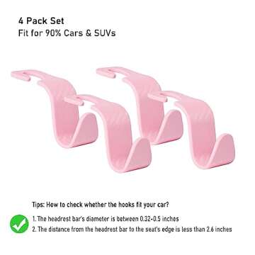 Toiyason Car Seat Headrest Hook Universal Vehicle Seat Hook Hangers Interior Storage Organizer for P...