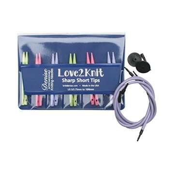 Love2Knit Sharp Short Tip Interchangeable Knitting Needles (US5-10, Pastel)