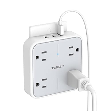 Multi Plug Outlet Extender with USB, TESSAN Surge Protector Splitter 3 USB Wall Charger, Multiple Ex...