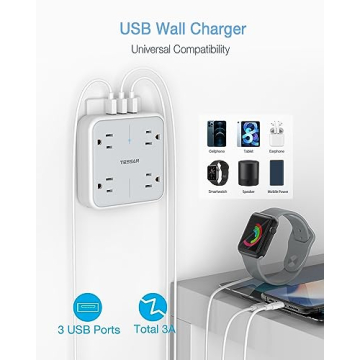 TESSAN Multi Plug Outlet Extender with USB for Home