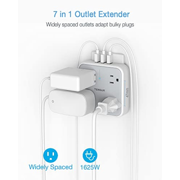 TESSAN Multi Plug Outlet Extender with USB for Home