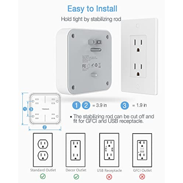 TESSAN Multi Plug Outlet Extender with USB for Home