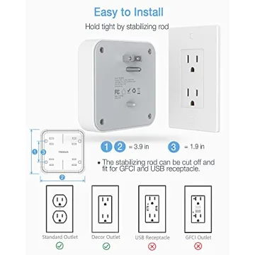 TESSAN Multi Plug Outlet Extender with USB for Home