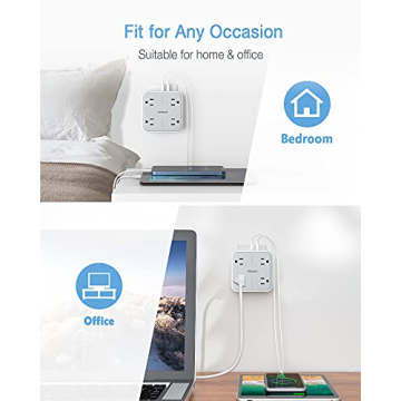 TESSAN Multi Plug Outlet Extender with USB for Home