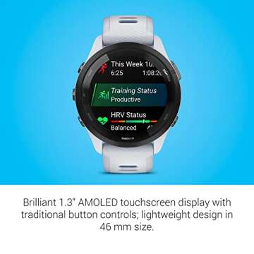 Garmin Forerunner 265 Running Smartwatch, Colorful AMOLED Display, Training Metrics and Recovery Insights, Whitestone and Tidal Blue