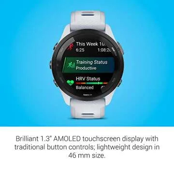 Garmin Forerunner 265 Running Smartwatch, Colorful AMOLED Display, Training Metrics and Recovery Insights, Whitestone and Tidal Blue