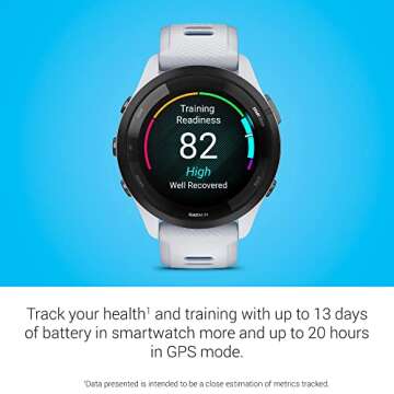 Garmin Forerunner 265 Running Smartwatch, Colorful AMOLED Display, Training Metrics and Recovery Insights, Whitestone and Tidal Blue