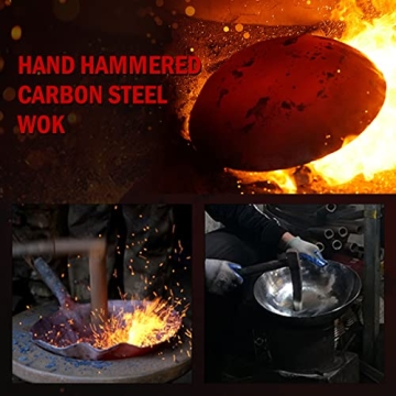 mMlpes Flat Bottom Wok - 13.5" Pre-Seasoned Carbon Steel