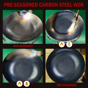 mMlpes Flat Bottom Wok - 13.5" Pre-Seasoned Carbon Steel
