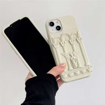 Ownest Compatible for iPhone 14 Pro Max Case with Silicone 3D Cute Angel Statue Retro Pattern Fashio...