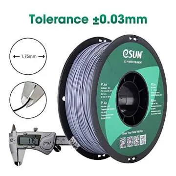 eSUN PLA PRO (PLA+) 3D Printer Filament, Dimensional Accuracy +/- 0.03 mm, 1kg, Plastic Spool, 1.75mm, Gray