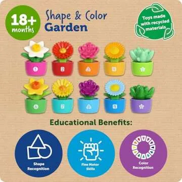 Learning Resources Shape & Color Garden - Toddler Toys, Eco Friendly Products for Kids, Easter Toys For Kids, Ages 18+ Months