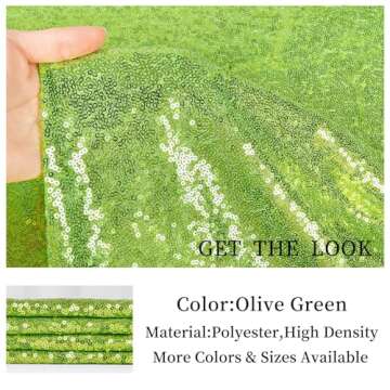 ShinyBeauty Olive Green Sequin Fabric by The Yard