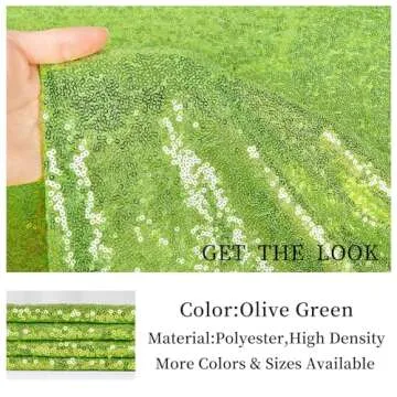 ShinyBeauty Olive Green Sequin Fabric by The Yard