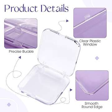 ISKYBOB 12 Packs Press On Nails Storage Boxes, Fake Nails Packing Cases with Tape Clear Nail Display Box for Home DIY, Nail Salon (3.3 x 3.3in)