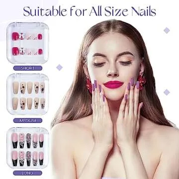 ISKYBOB 12 Packs Press On Nails Storage Boxes, Fake Nails Packing Cases with Tape Clear Nail Display Box for Home DIY, Nail Salon (3.3 x 3.3in)