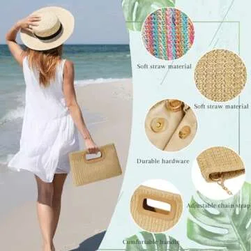Chic Top Handle Straw Clutch for Women - Summer Fashion