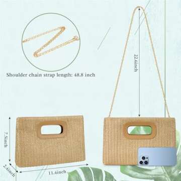 Chic Top Handle Straw Clutch for Women - Summer Fashion