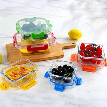 MCIRCO 10-Pack Glass Food Storage Containers, Airtight & Versatile