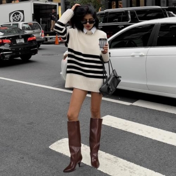 MIRAAZZURRA Brown Knee High Boots Stylish & Comfortable