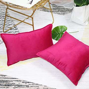 Oirpro Solid Velvet Throw Pillow Covers Pack of 2 Decorative Cushion Cases Soft Lumbar Pillow Covers for Couch Bed Sofa 12x20 inch Hot Pink