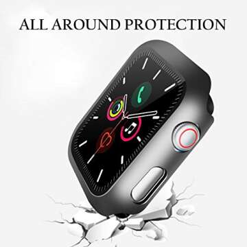 YMHML Compatible with Apple Watch 38mm Series 3/2/1 Case with Built-in Tempered Glass Screen Protector, Thin Guard Bumper Full Coverage Hard Cover for iWatch Accessories