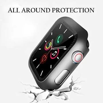 YMHML Compatible with Apple Watch 38mm Series 3/2/1 Case with Built-in Tempered Glass Screen Protector, Thin Guard Bumper Full Coverage Hard Cover for iWatch Accessories