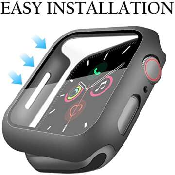 YMHML Compatible with Apple Watch 38mm Series 3/2/1 Case with Built-in Tempered Glass Screen Protector, Thin Guard Bumper Full Coverage Hard Cover for iWatch Accessories