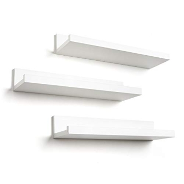 Americanflat 14" Floating Shelves for Wall - Set of 3 - Engineered Wood Floating Shelf with Lipped Ledge - Floating Wall Shelves for Bedroom, Bathroom, Kitchen, Office, and Living Room - White