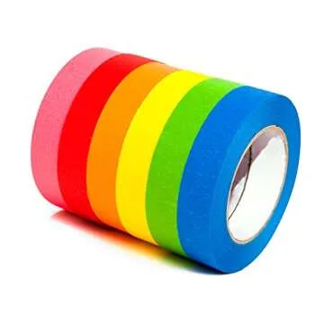 COSIMIXO 6-Pack Colored Masking Tape 0.94 Inch x 60yds of Colorful Craft Tape – Vibrant Rainbow Color Teacher Tape, Great for Art, Lab, Labeling & Classroom Decorations