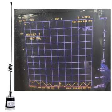 HYS Amateur UHF NMO 17.7inchs Whip Antenna, 3.5dBi 462MHz–467MHz, W/ 13ft RG58 Coax Cable Roof NMO...