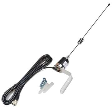 HYS Amateur UHF NMO 17.7inchs Whip Antenna, 3.5dBi 462MHz–467MHz, W/ 13ft RG58 Coax Cable Roof NMO Mount Antenna Surface with UHF MALE/PL259/L Bracket for Yaesu Kenwood Vertex Icom Mobile GMRS Radios