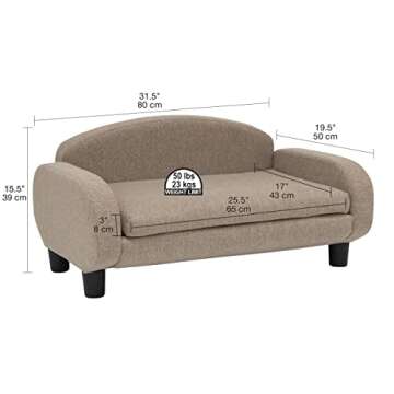Paws & Purrs Modern Pet Sofa 31.5" Wide Low Back Lounging Bed with Removable Mattress Cover in Espresso/Sand