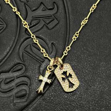 Double Cross Vintage Necklace - 18k Gold Plated Jewelry