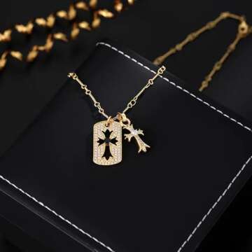 Double Cross Vintage Necklace - 18k Gold Plated Jewelry