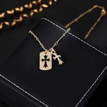 Double Cross Vintage Necklace - 18k Gold Plated Jewelry