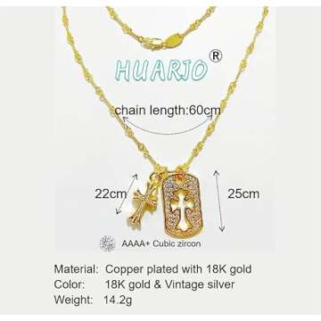 Double Cross Vintage Necklace - 18k Gold Plated Jewelry