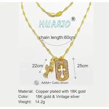 Double Cross Vintage Necklace - 18k Gold Plated Jewelry