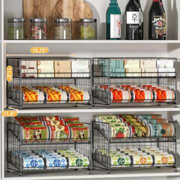 2-Pack Stackable Can Rack Organizer, Can Storage for Kitchen Pantry Cabinet, Can Holders for Food, M...
